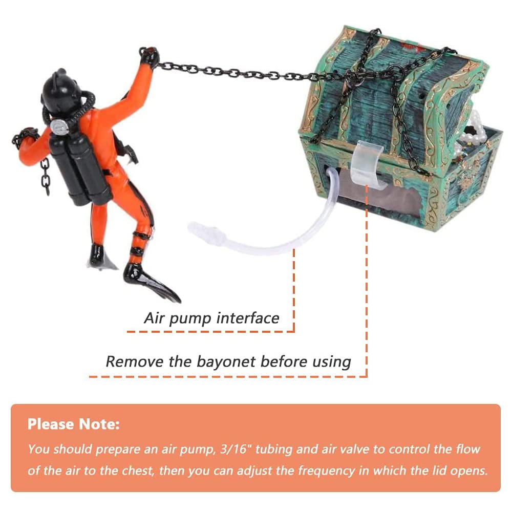 Eyech plongeur suspendu par chaîne orange, effet visuel captivant pour bac.