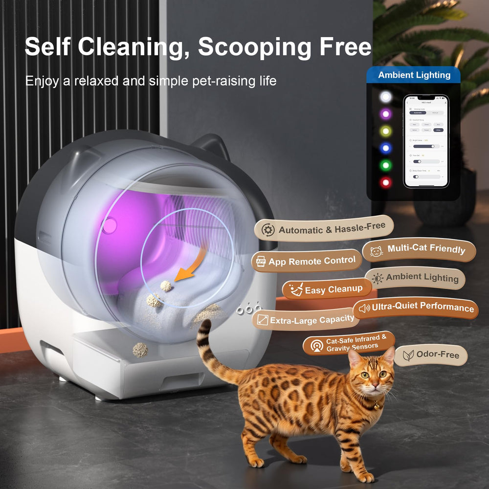 Litière auto-nettoyante EYESUN avec mécanisme motorisé