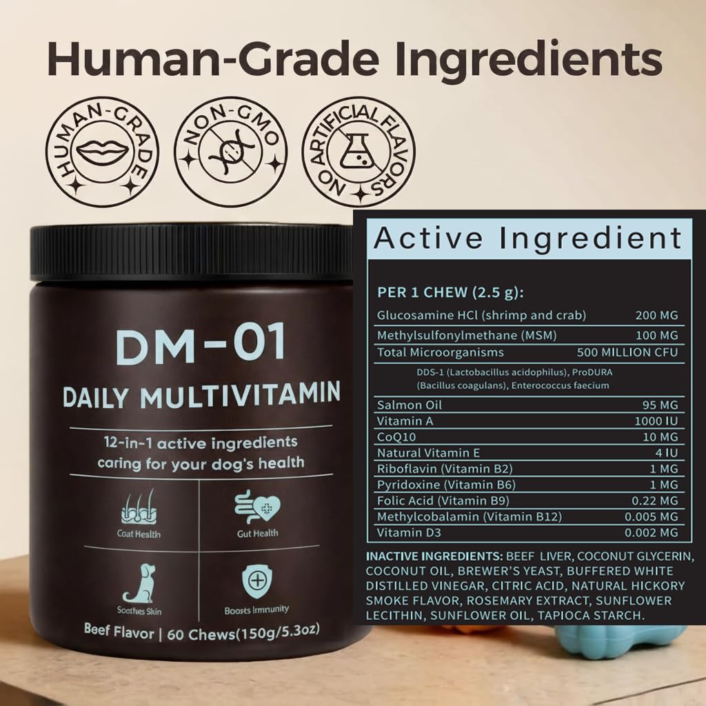 Ingrédients clés huile saumon sauvage et vitamine A sur l étiquette.