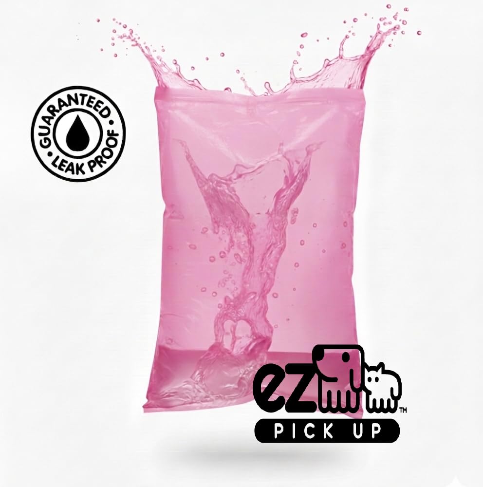 EZ PICK UP sacs roses pour la litière de chat, utilisation propre et pratique.