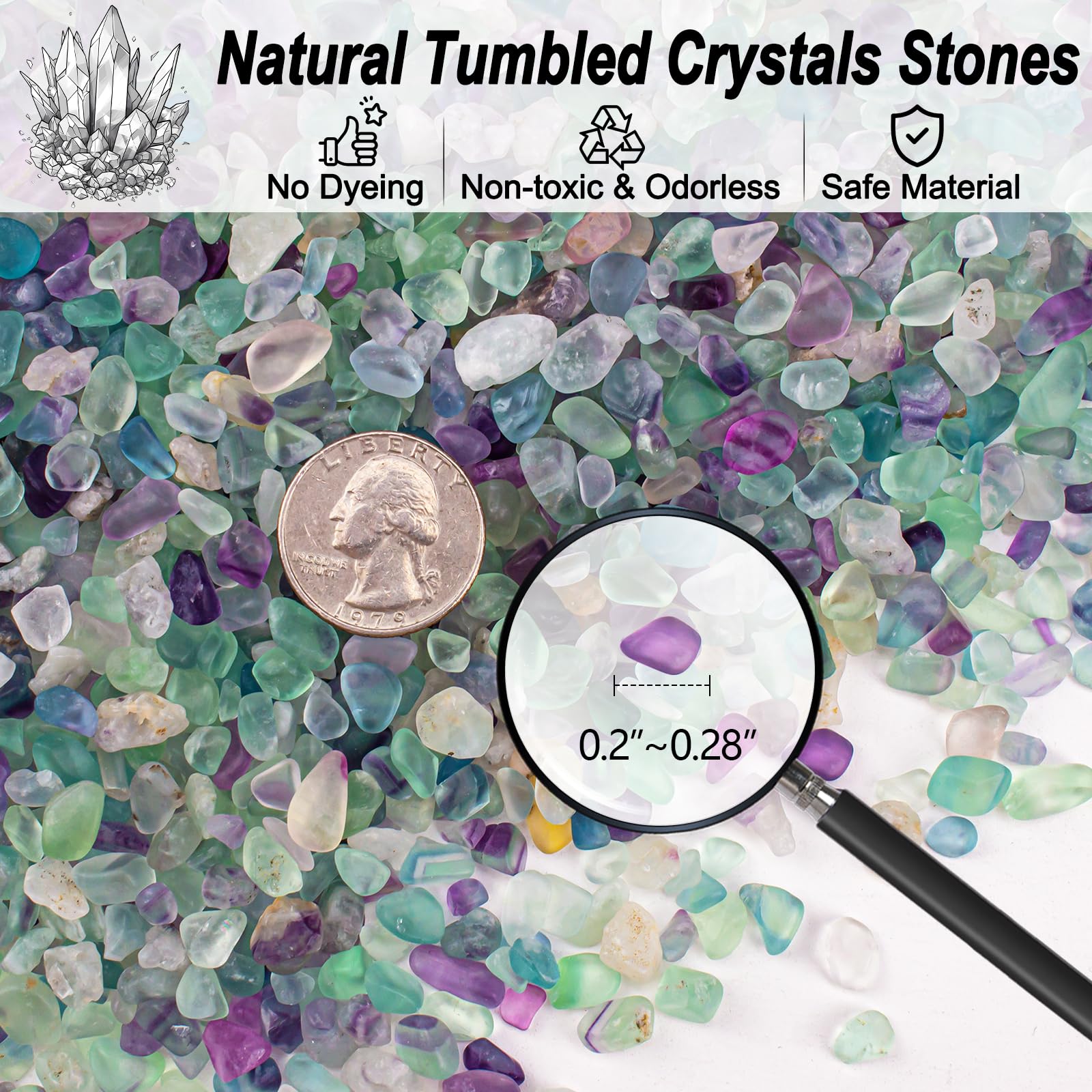 Éclats fluorite EZEELAI – petits cailloux 5-7mm pour plantes et terrariums.