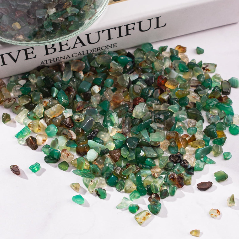 EZEELAI gravier agate verte 5-7mm, parfait pour bricolage et projets décoratifs.