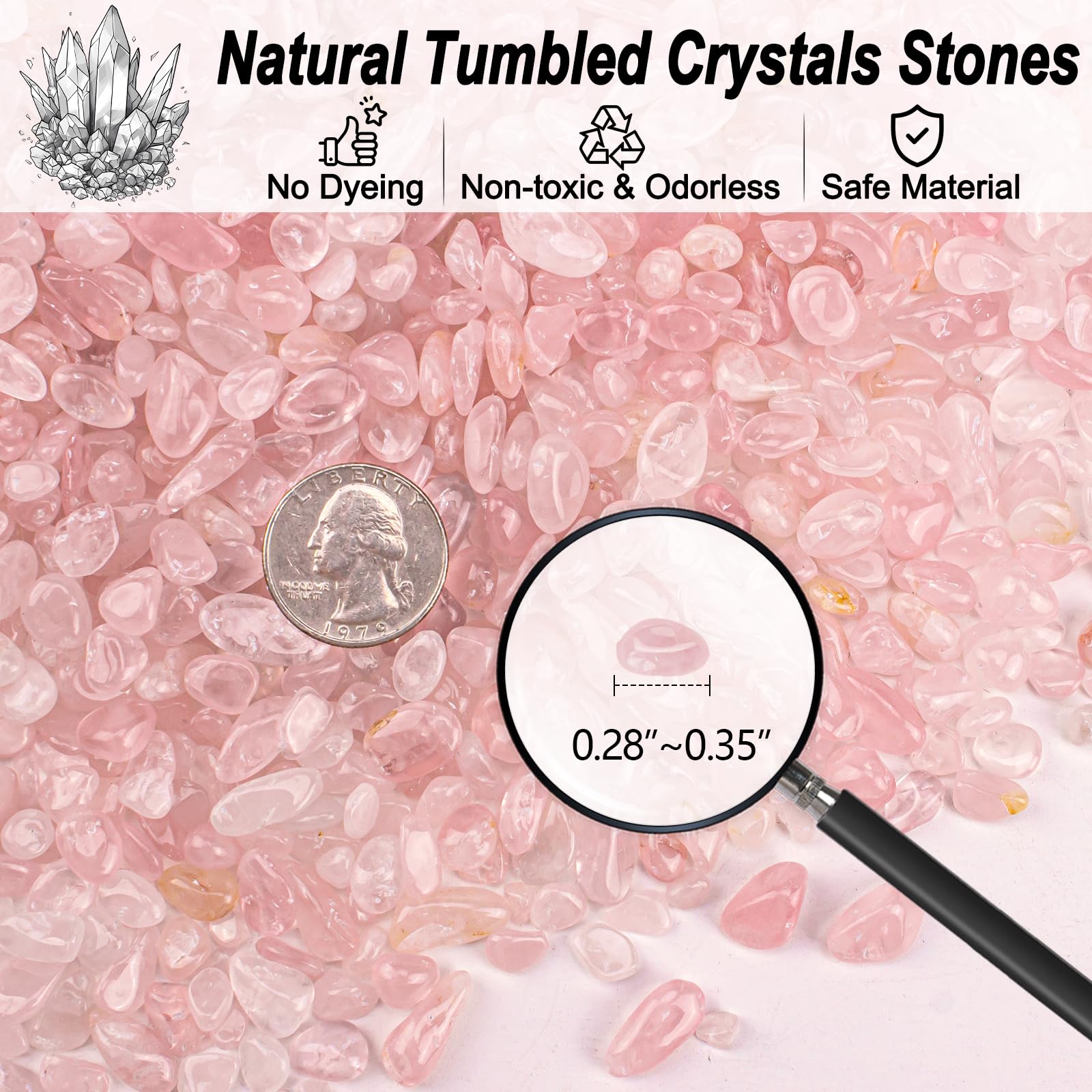 EZEELAI quartz rose – petites pierres déco pour vase et centre de table coloré.