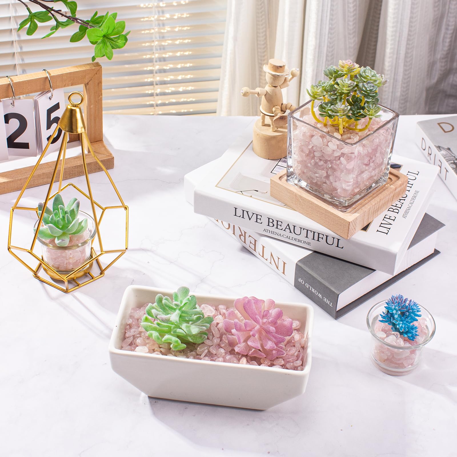 EZEELAI quartz rose – pièces décoration vase créent une ambiance romantique.