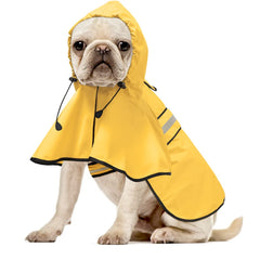 Ezierfy imperméable pour chien avec capuche jaune et bandes réfléchissantes pour sorties nocturnes.