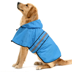 Manteau pluie chien capuche bleu large, protection légère pour promenades.