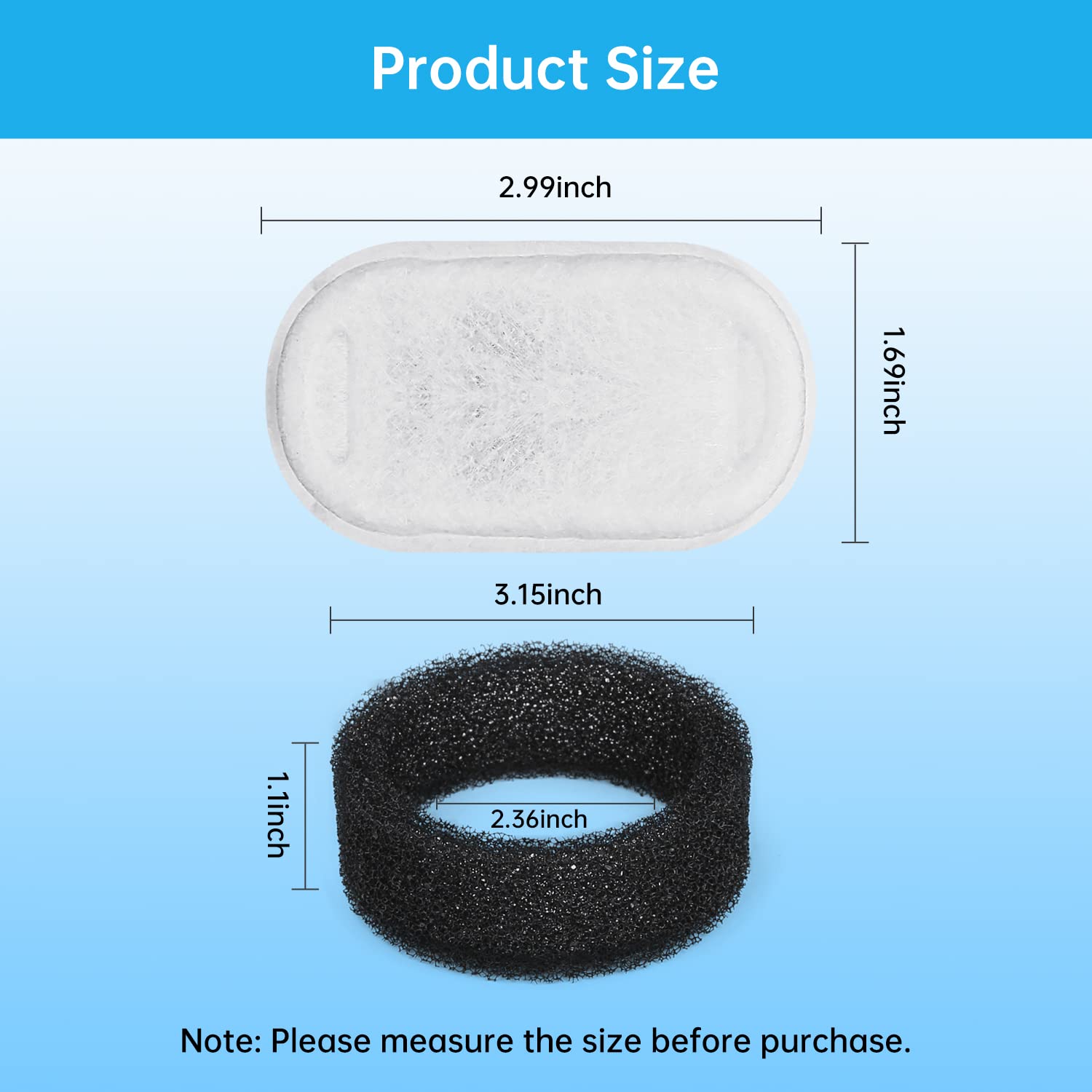 Ensemble EZMioo 8 filtres carbone et 8 éponges pré-filtre pour renouvellement régulier
