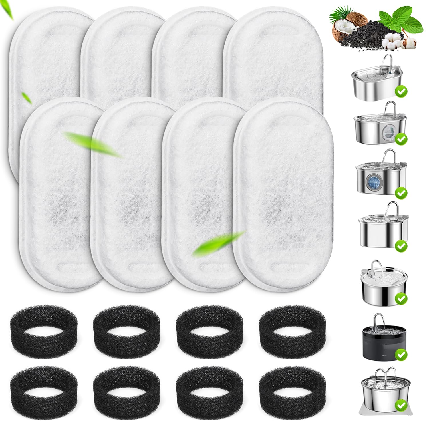 EZMioo filtre carbone pour réservoir 3,2 L améliore la fraîcheur de l’eau du chat