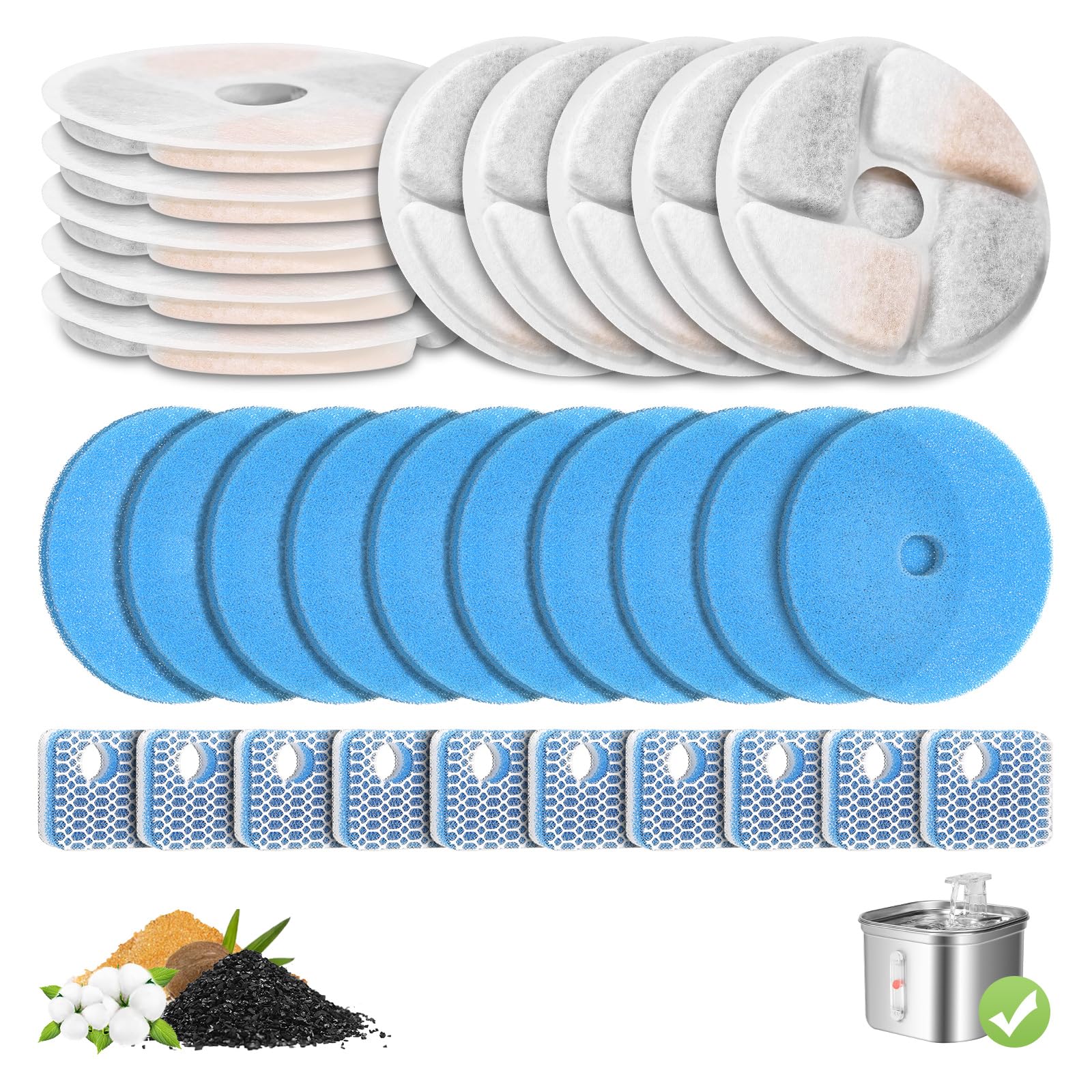 EZMioo filtre fontaine chat carre 2-2l pour eau plus pure