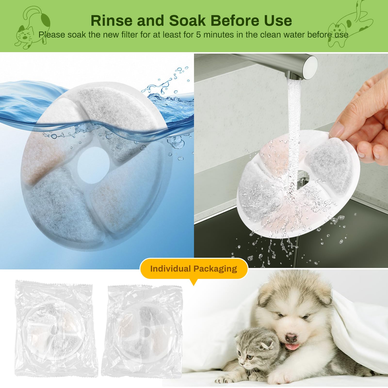 EZMioo filtre fontaine chat eponges carre durable