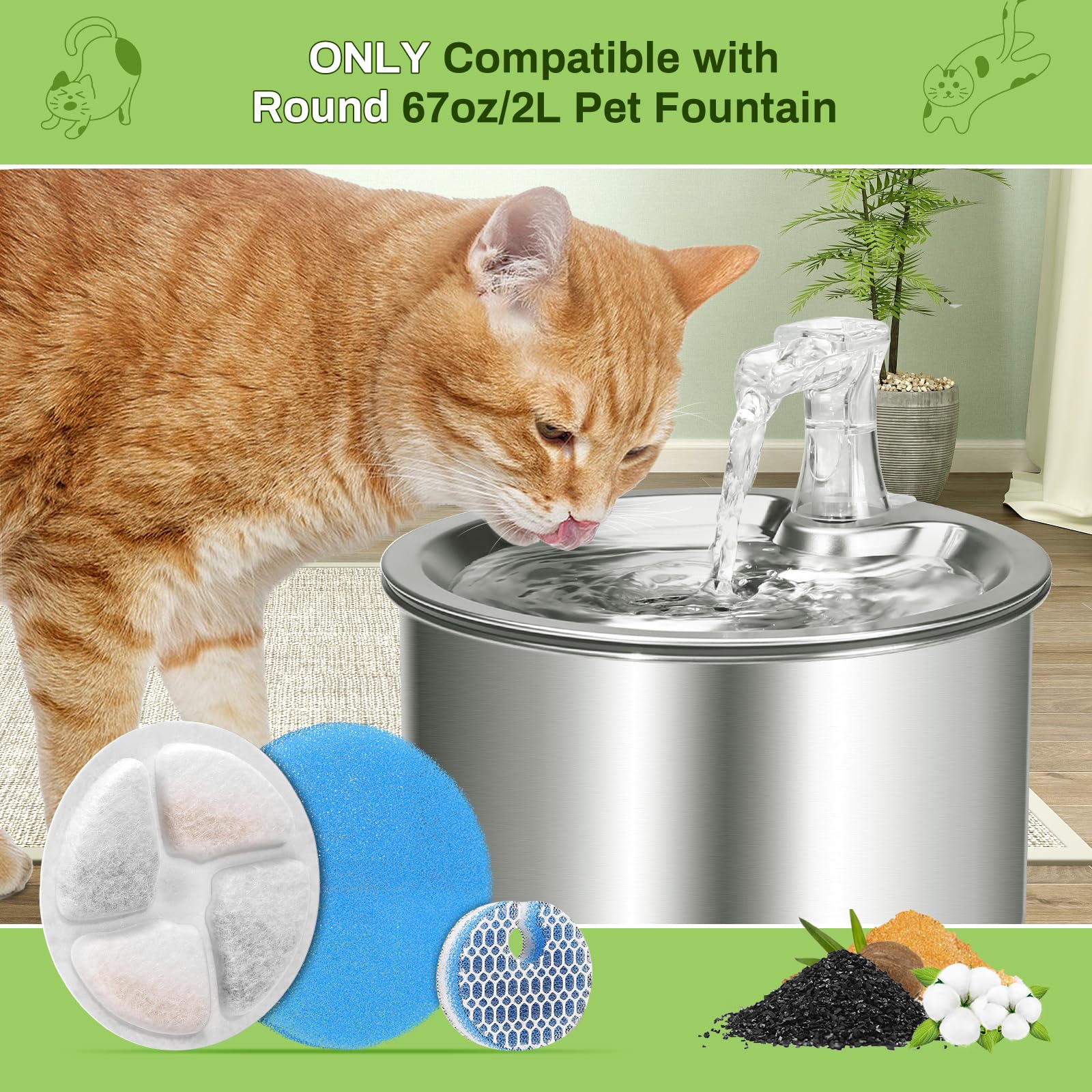 Pack EZMioo 10 filtres pour fontaine chat ronde, pratique et économique.