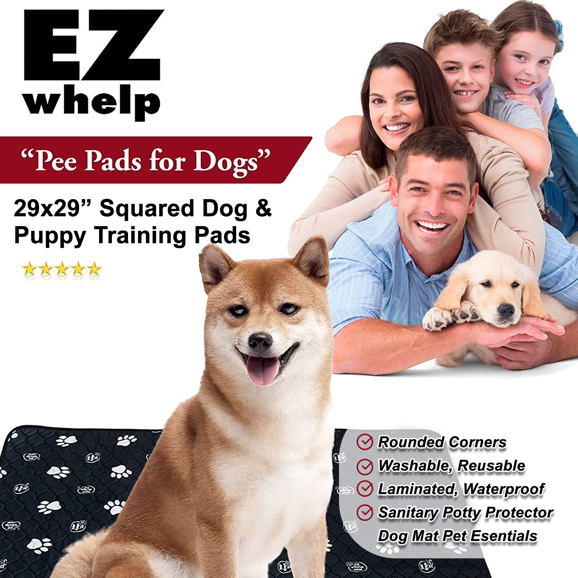 EZwhelp tapis-pipi anti-glisse avec empreintes de pattes pour stabilité