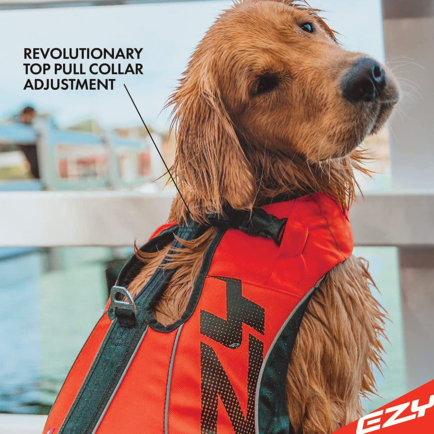 Gilet DFD X2 EzyDog rose: poignée robuste facilitant l’assistance du chien.