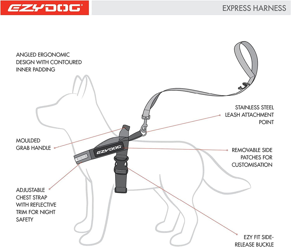 Harnais EzyDog Express compatible UPFRONT et accessoires pour plus de fonctionnalités