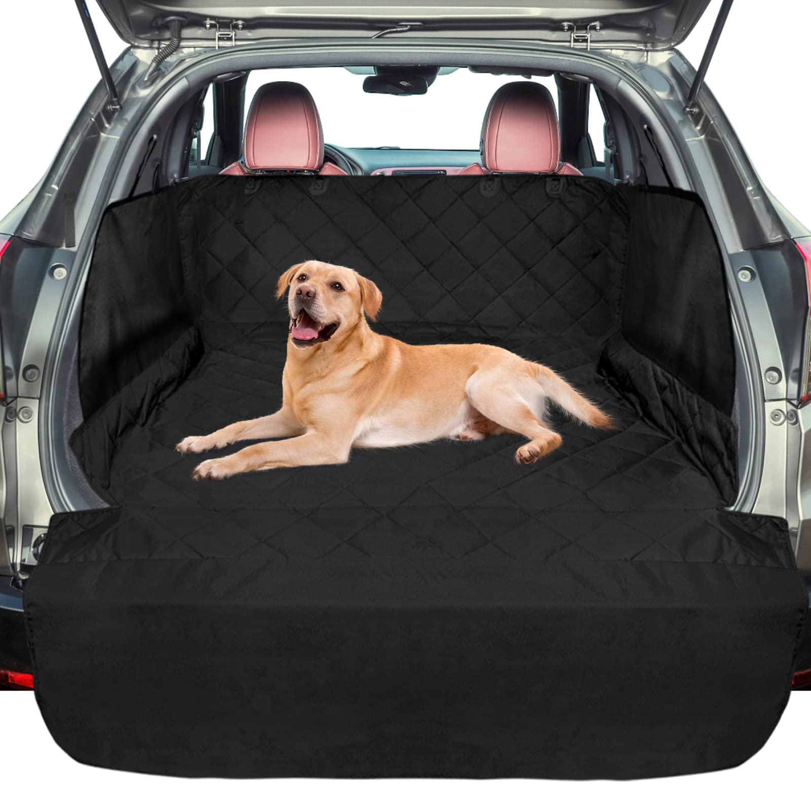 F-color tapis coffre SUV protégeant l’intérieur et le chien.