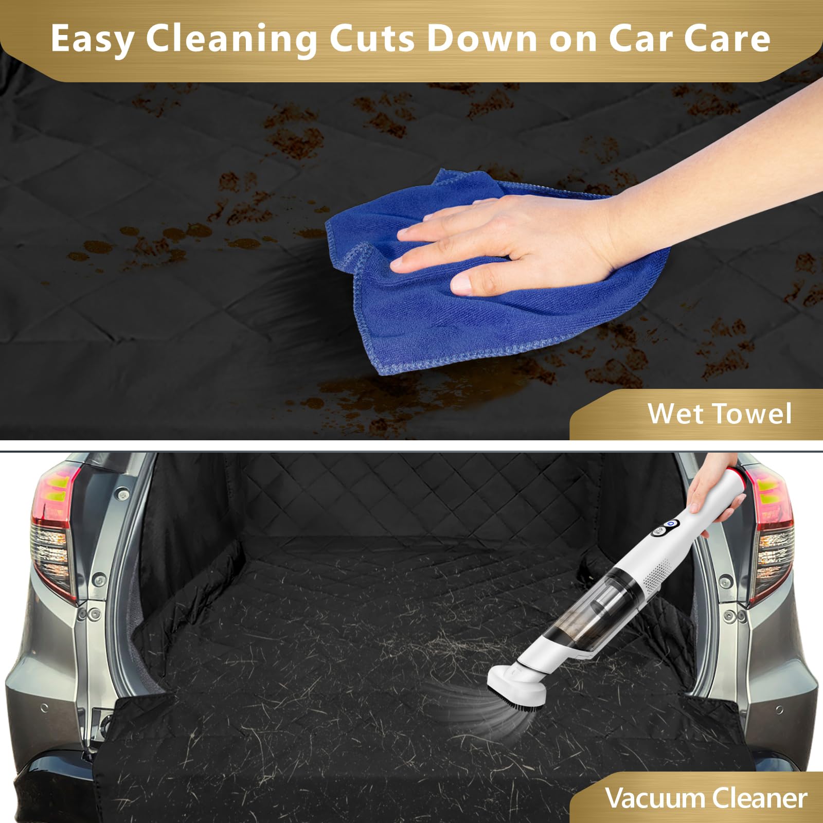 F-color tapis coffre chien confort quilté pour trajets plus calmes.