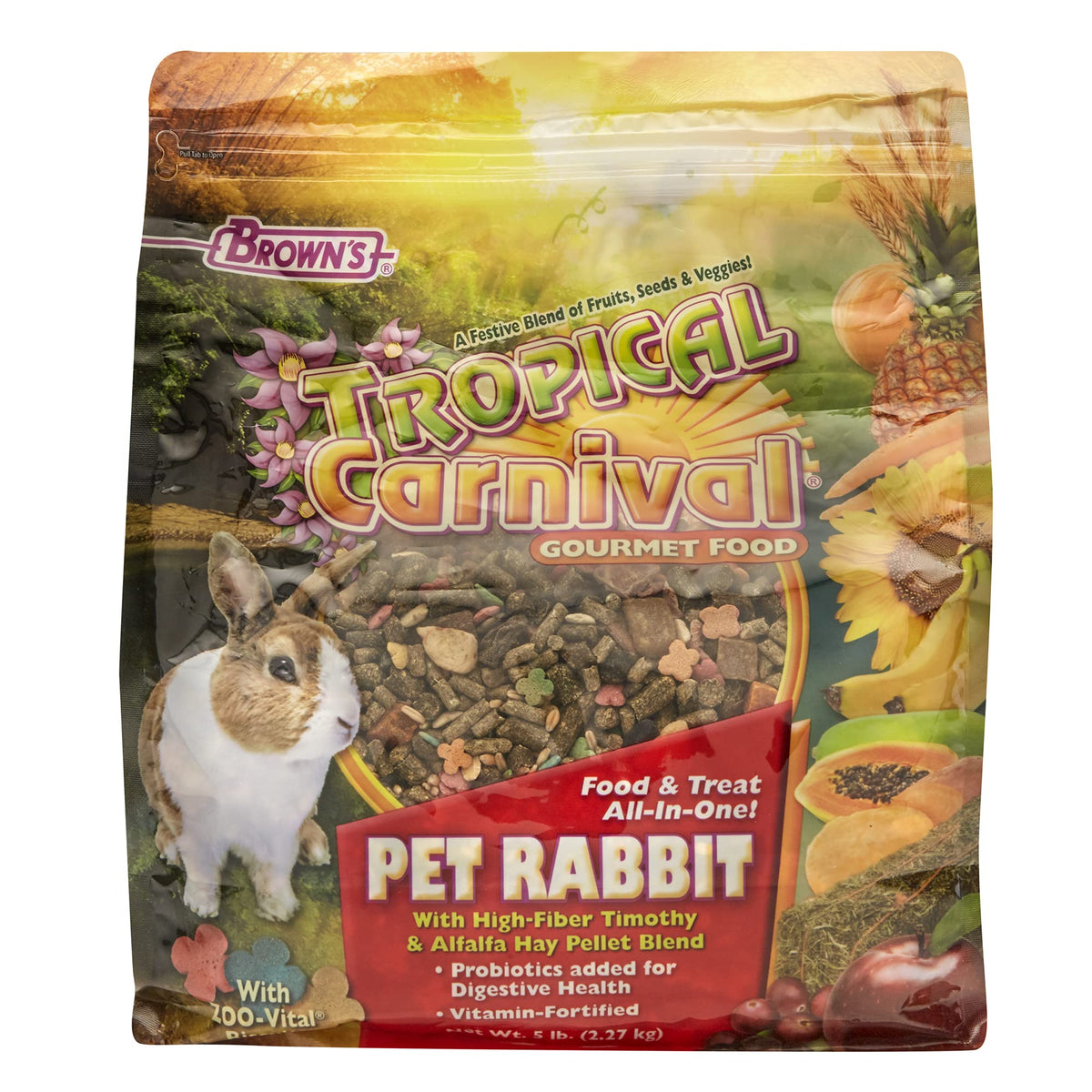 Pelotes à haute fibre Tropical Carnival pour lapin, digestion équilibrée.