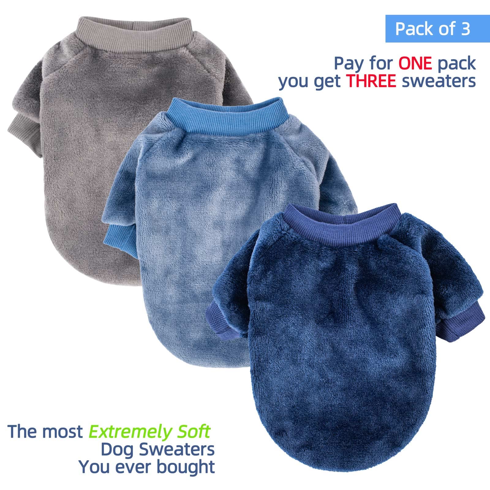 FabriCastle pull petit chien bleu, maintien chaleureux et style chic.