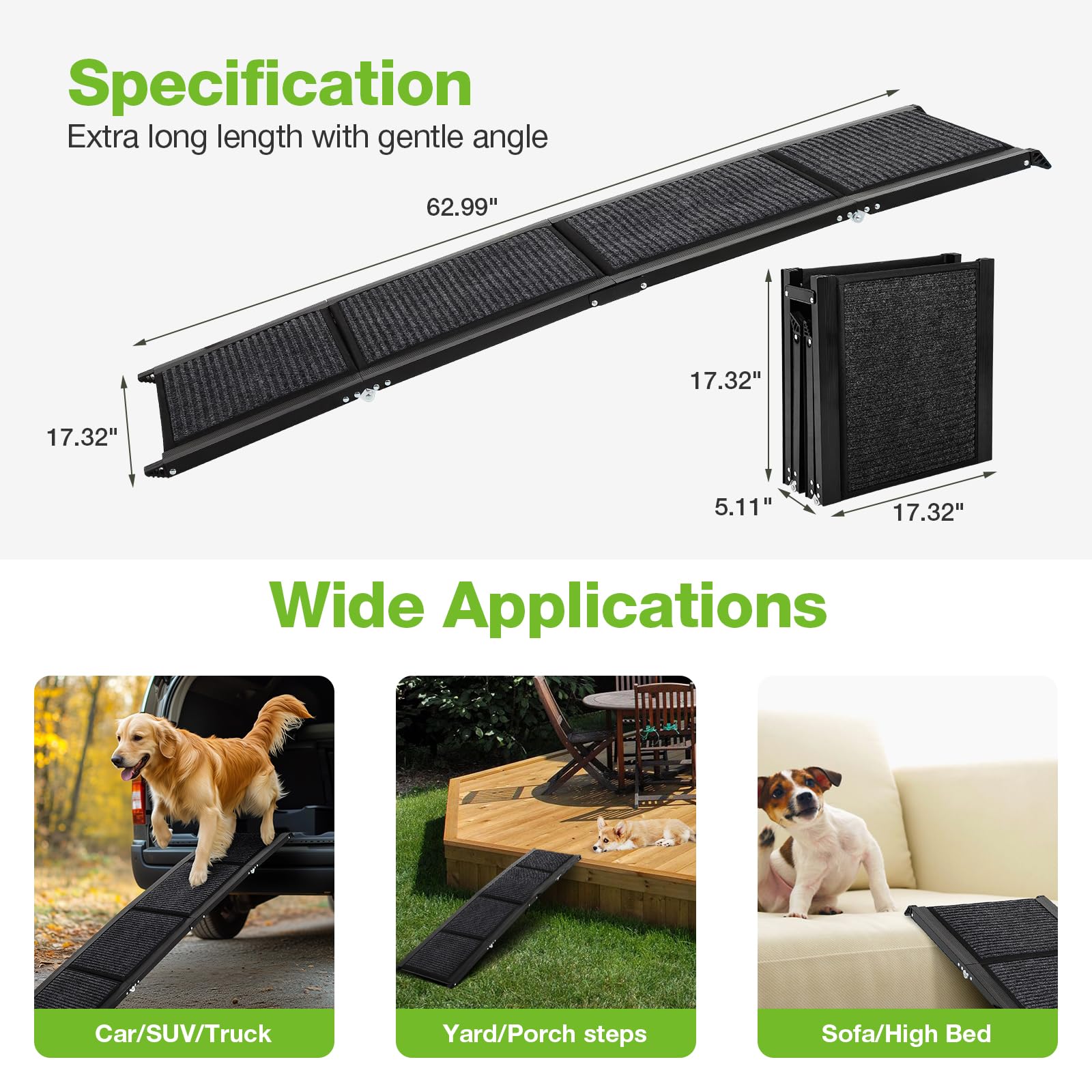 FAHKNS rampe chien utilisable en intérieur et extérieur pour l'accès au véhicule
