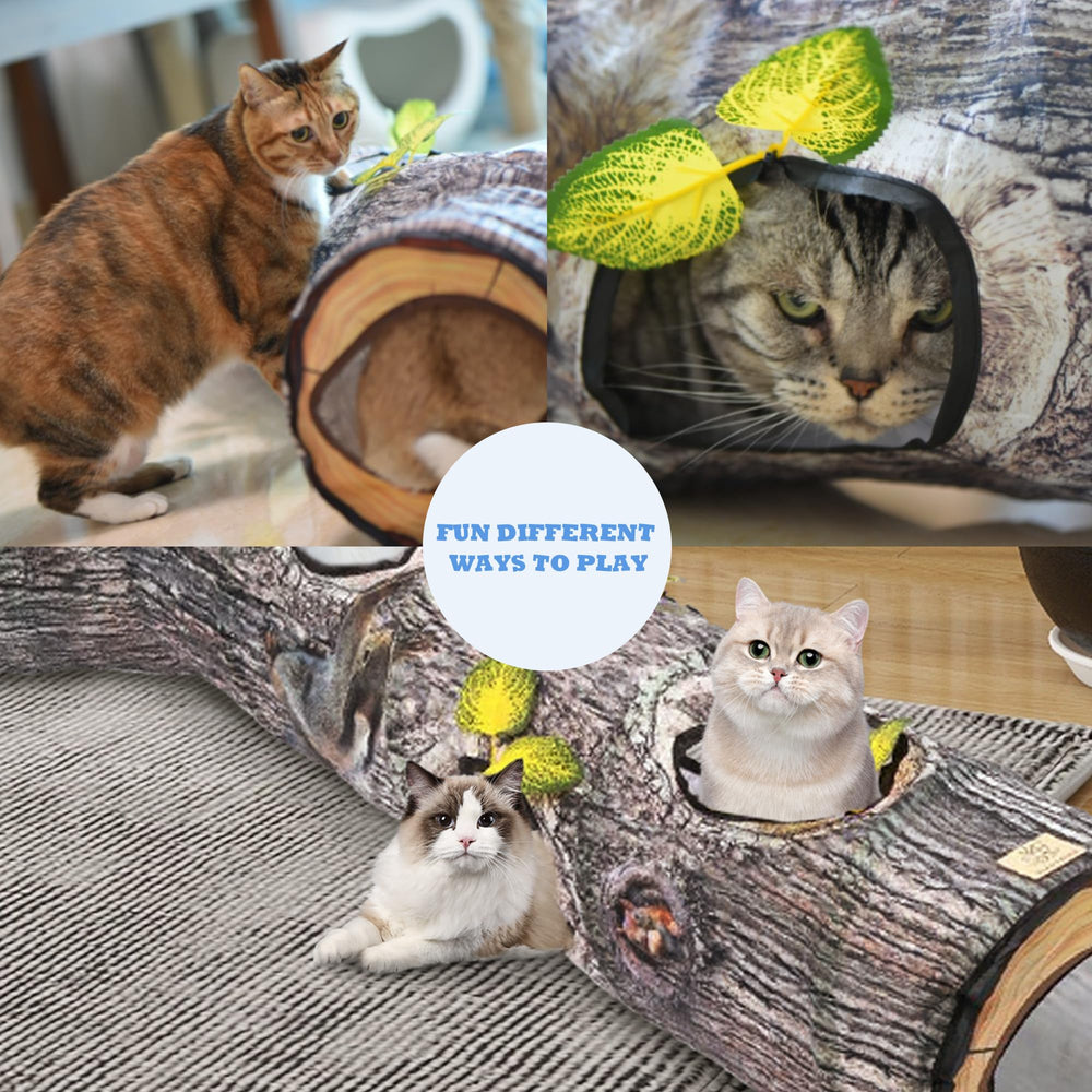 Falukasa tunnel-tronc-arbre-chat-3-canaux: accès multi-entrées pour plusieurs animaux.