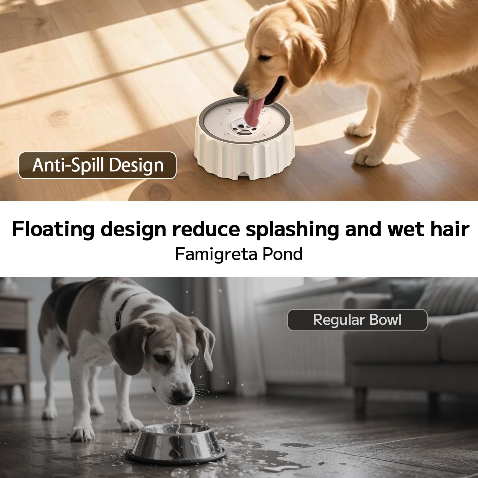 Famigreta gamelle eau chien base antiglisse assure stabilite au sol.