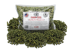 Family Farm and Feed alfalfa pellets 5 lb, emballage clair, pratique et protéinée.