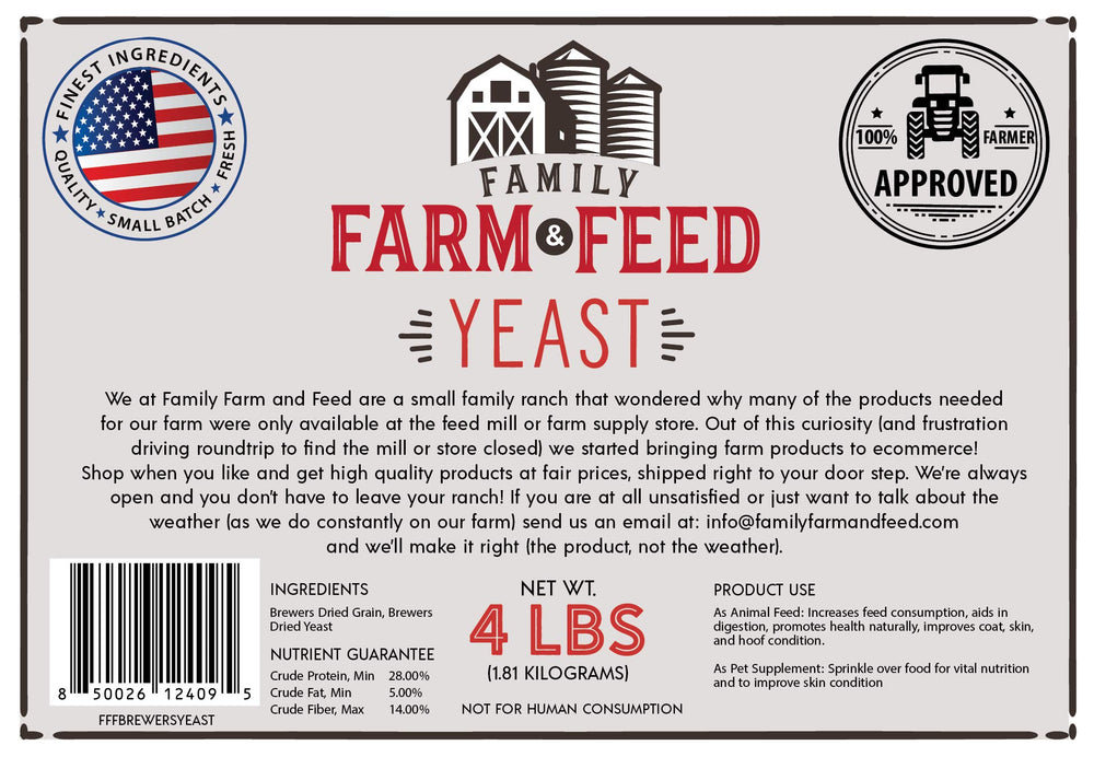 FAMILY FARM AND FEED levure bière parfum subtil, attrayant pour animaux.