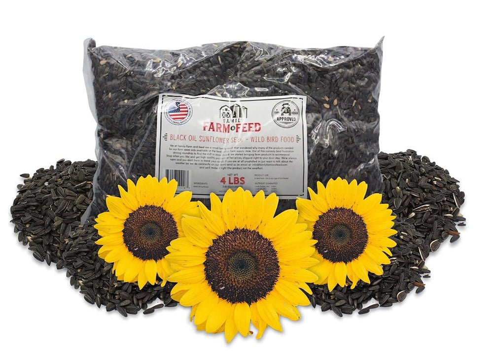 FAMILY FARM AND FEED Tournesol noir huile – emballage clair de 4 livres, énergie pour les oiseaux.