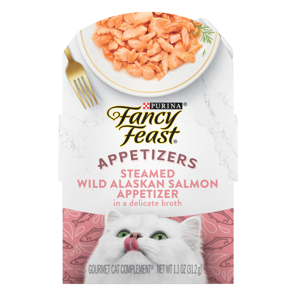Fancy Feast Appetizers : saumon d'Alaska en tranche, régal exquise pour chats exigeants.