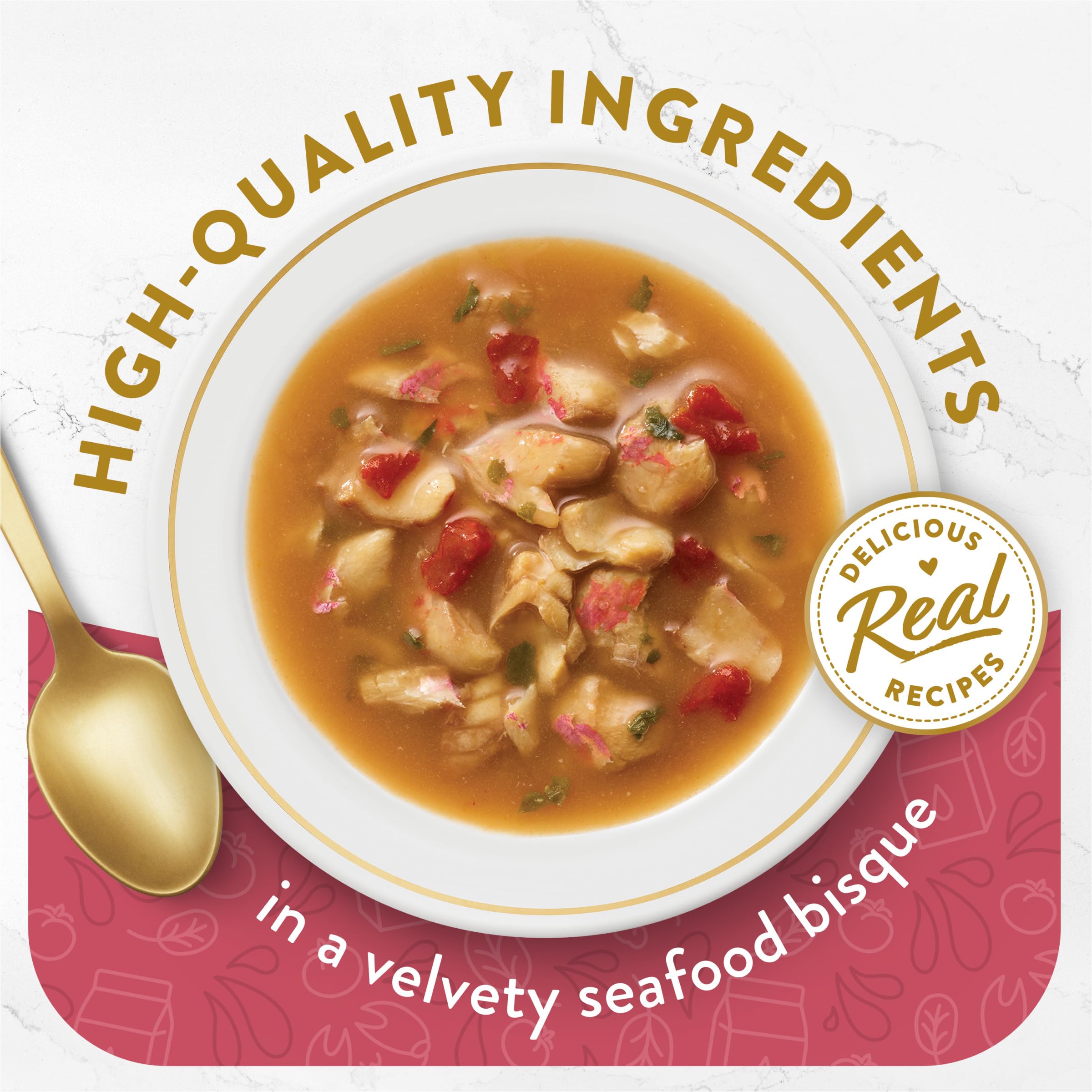 Garniture Fancy Feast Broths, accents de homard pour plus de saveur.