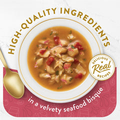 Garniture Fancy Feast Broths, accents de homard pour plus de saveur.