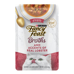 Fancy Feast Broths Bisque Fruits de Mer Homard, texture soyeuse et hydratante.