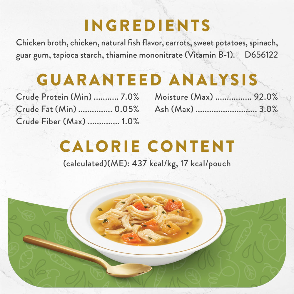Goût sophistiqué Fancy Feast Broths Classic poulet et légumes.