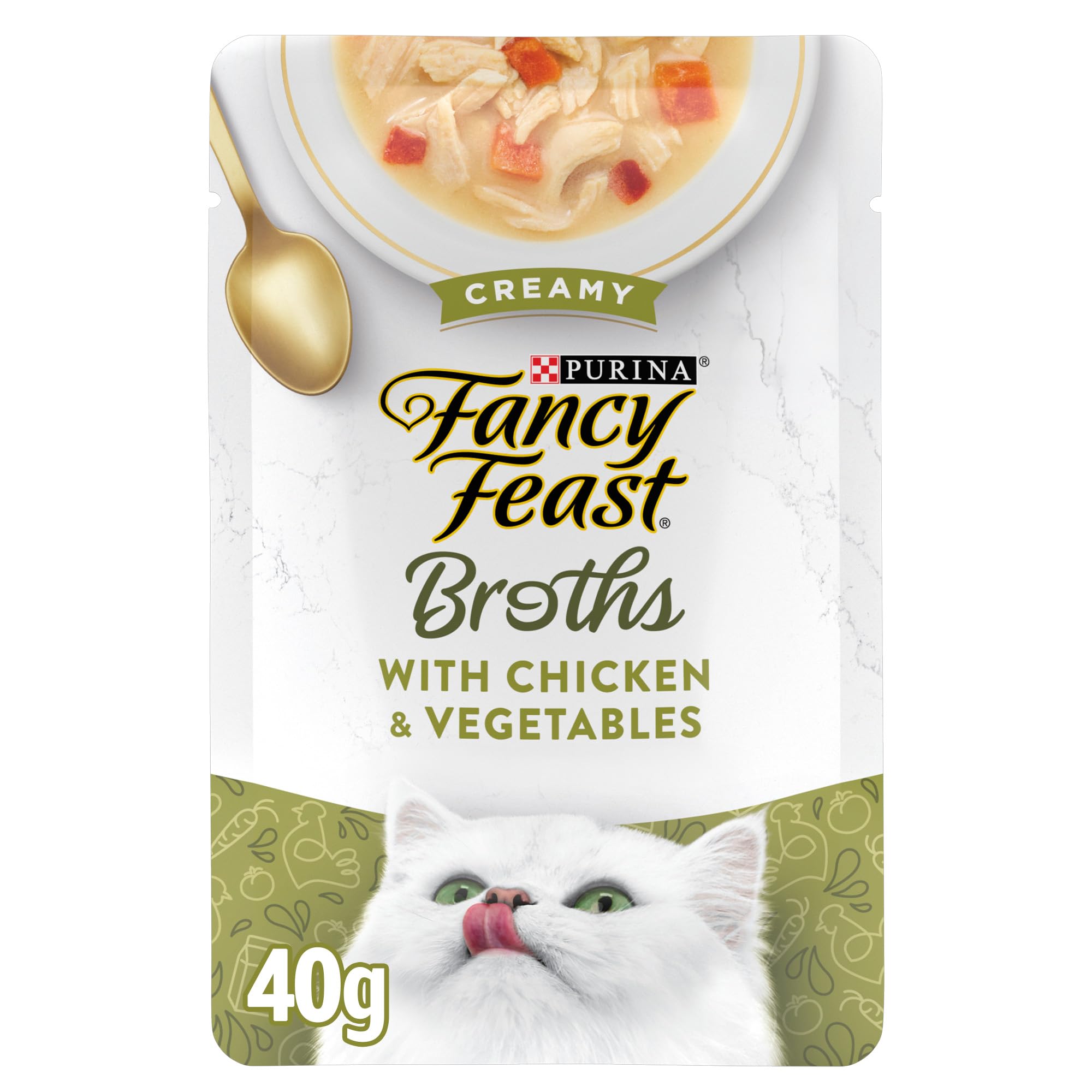 Fancy Feast Broths Classic sans céréales, topping humide sans additifs.