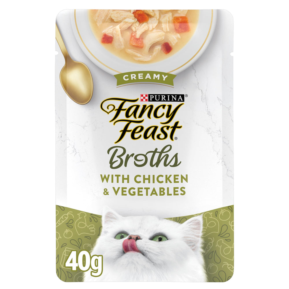 Fancy Feast Broths Classic sans céréales, topping humide sans additifs.