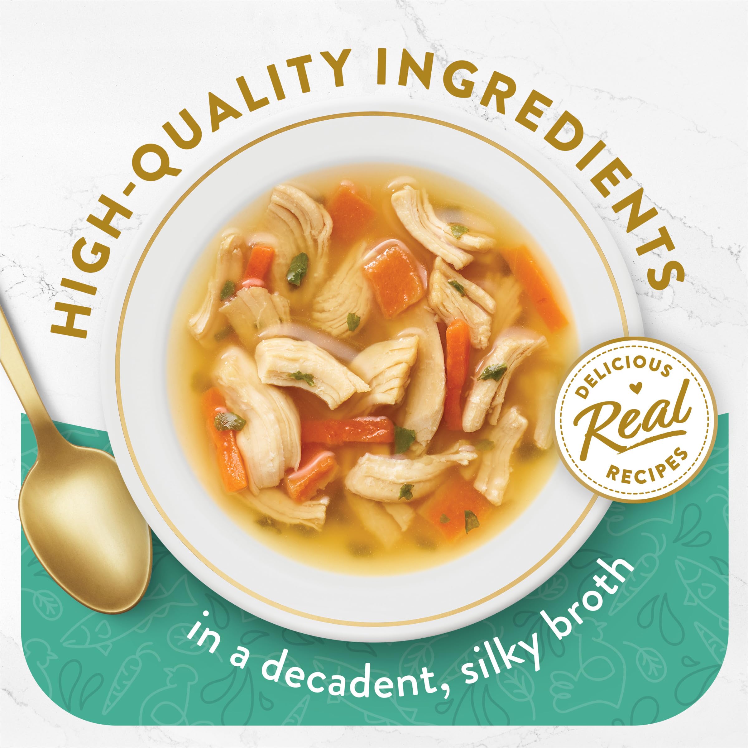 Texture lisse Fancy Feast Broths, idéale pour hydrater et varier les repas.