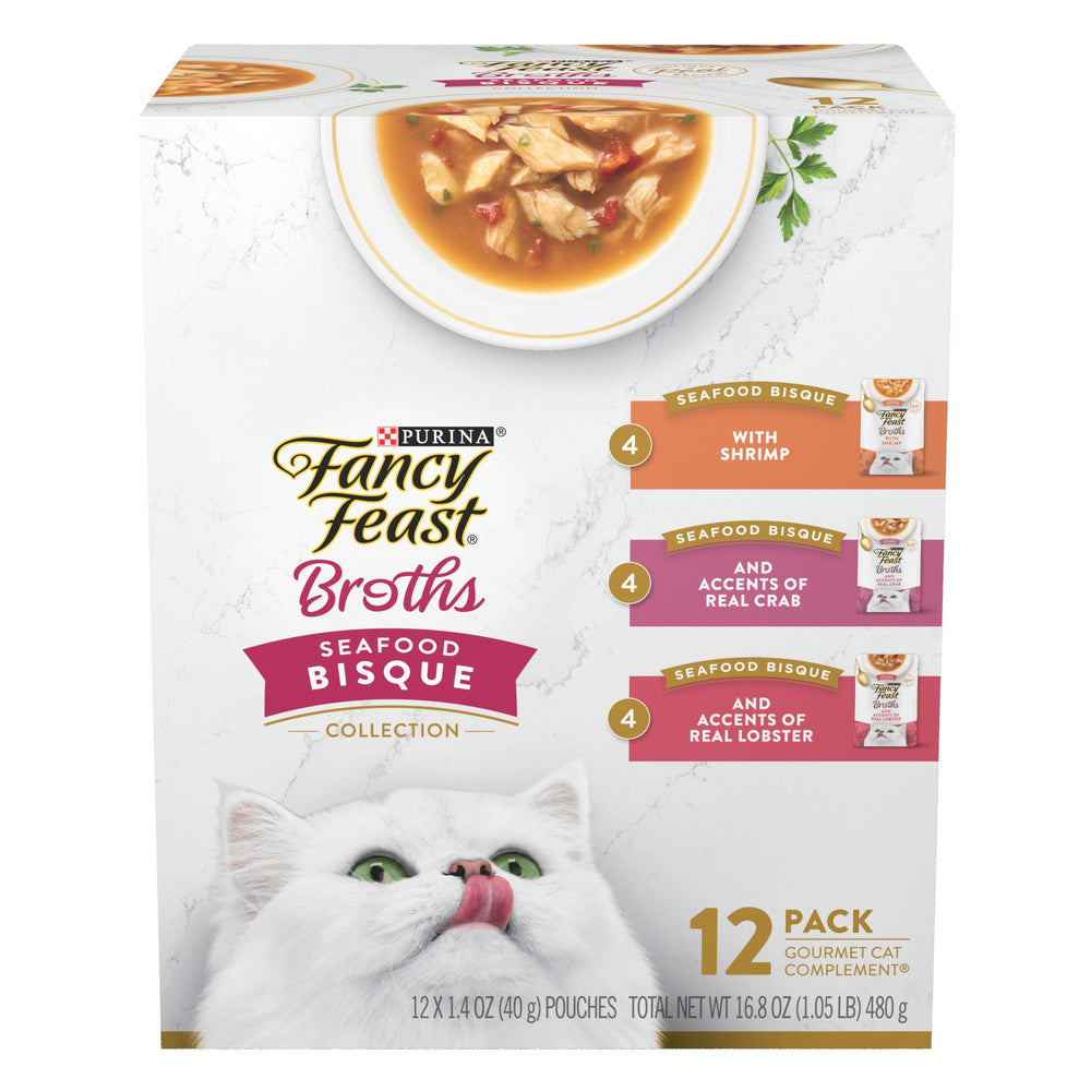 Fancy Feast Broths, poches 1-4 oz, service rapide et pratique.
