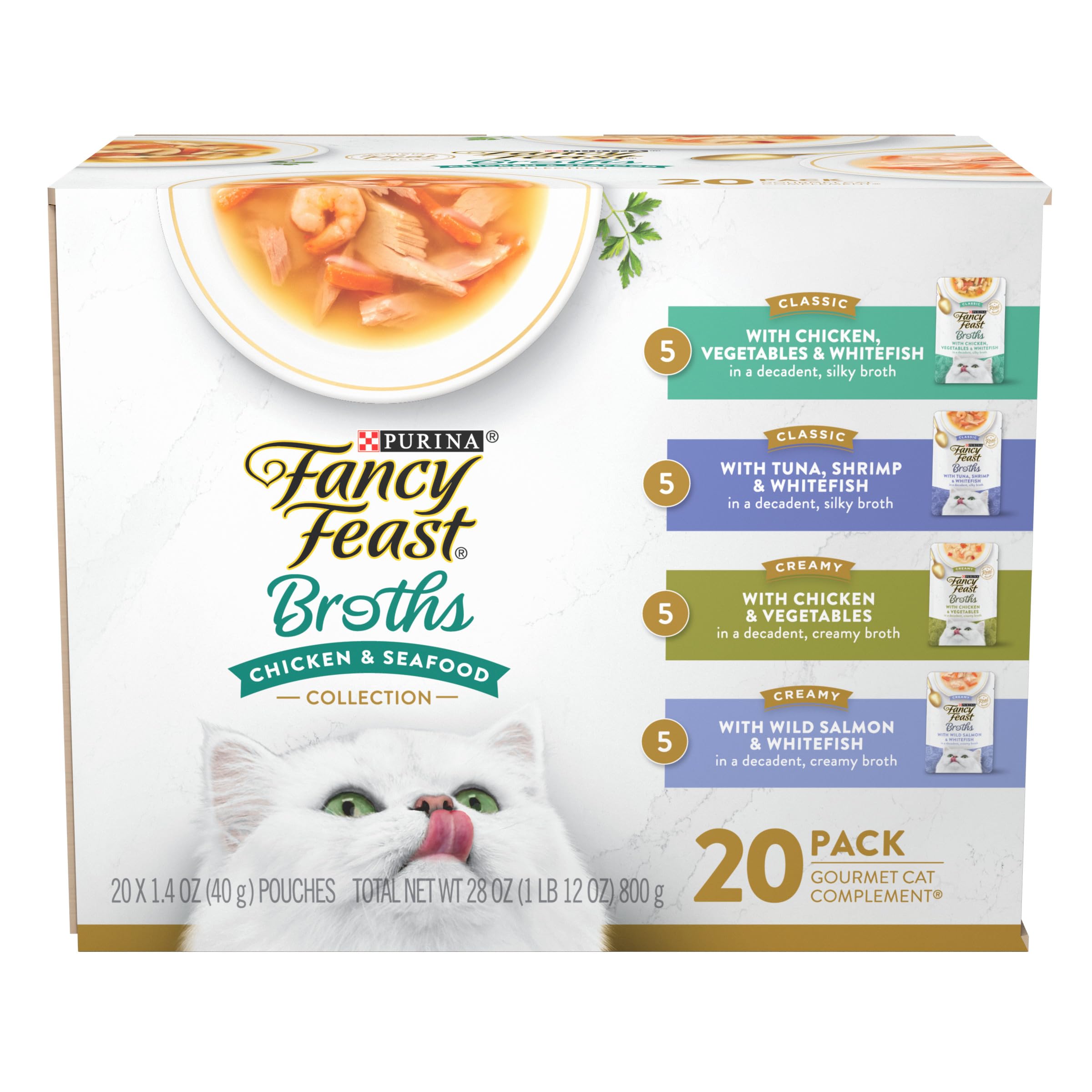Fancy Feast Broths poulet, texture onctueuse pour varier les repas.