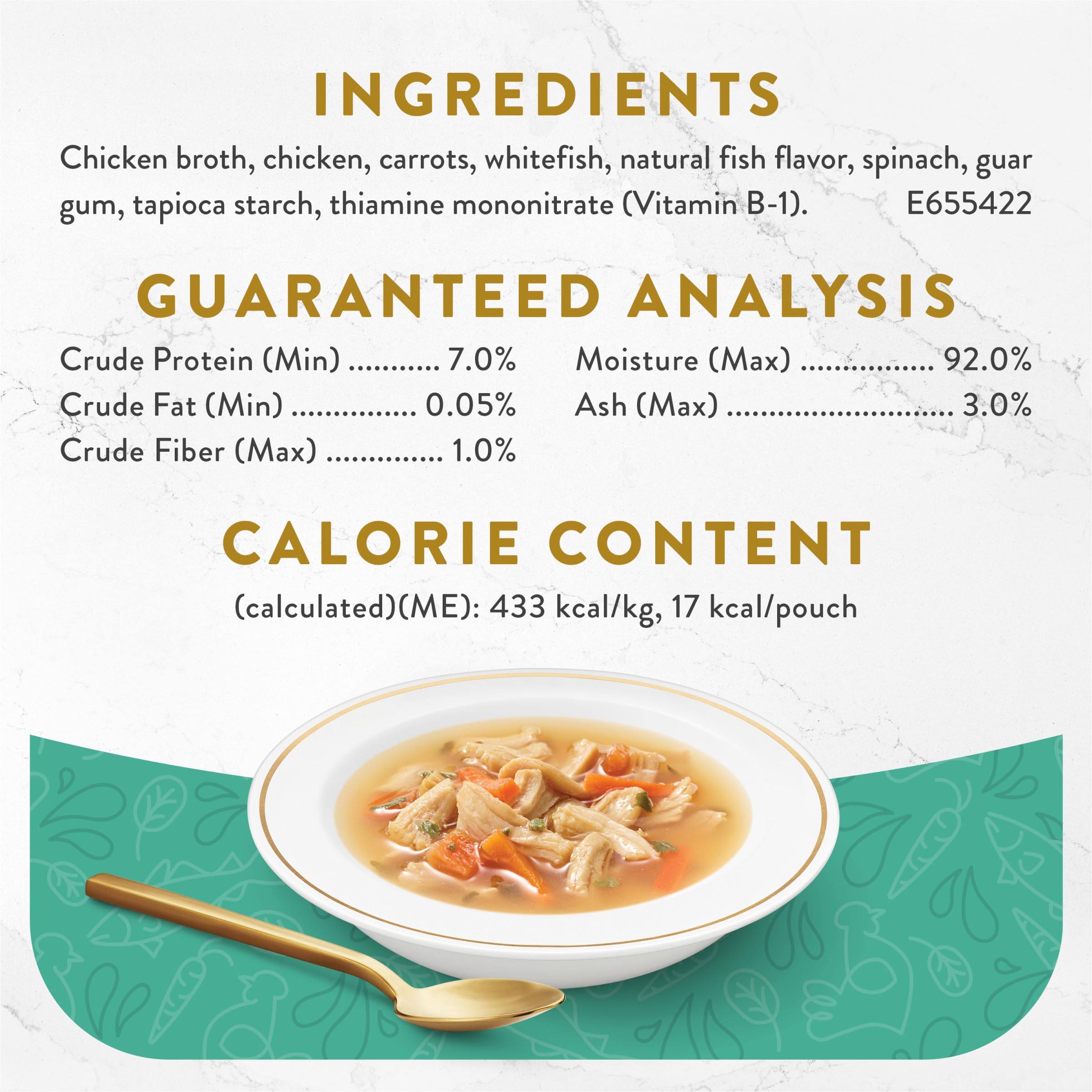 Sans céréales et sans additifs, Fancy Feast Broths respecte la recette.