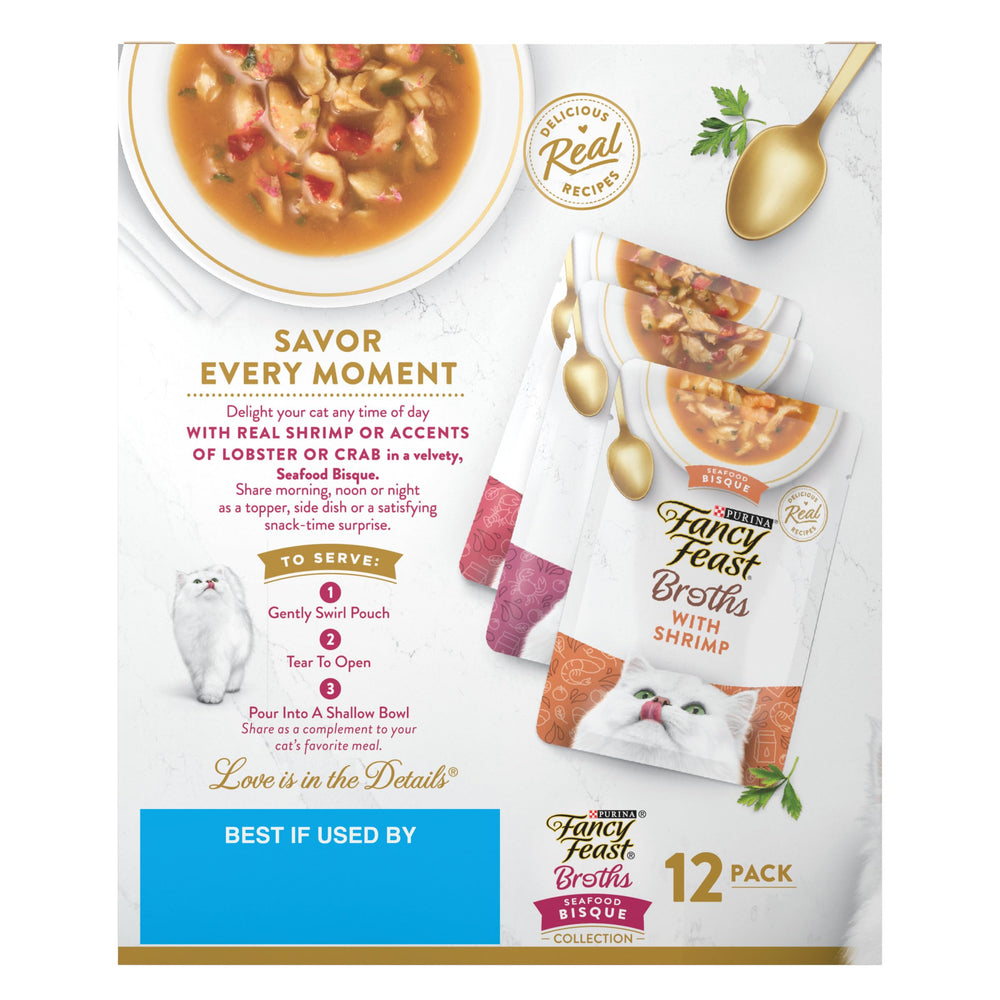 Fancy Feast Broths service facile grâce à la poche.