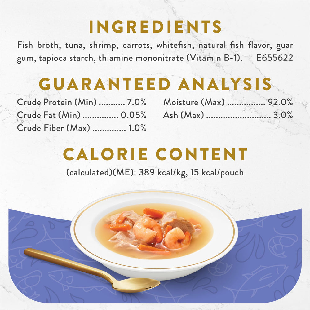 Fancy Feast Broths thon-crevettes-lieu-blanc bouillon: bouillon savoureux pour chat adulte