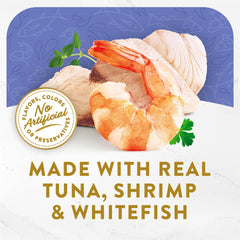 Fancy Feast Broths thon-crevettes-lieu-blanc morceaux: complément sans céréales pour repas complets