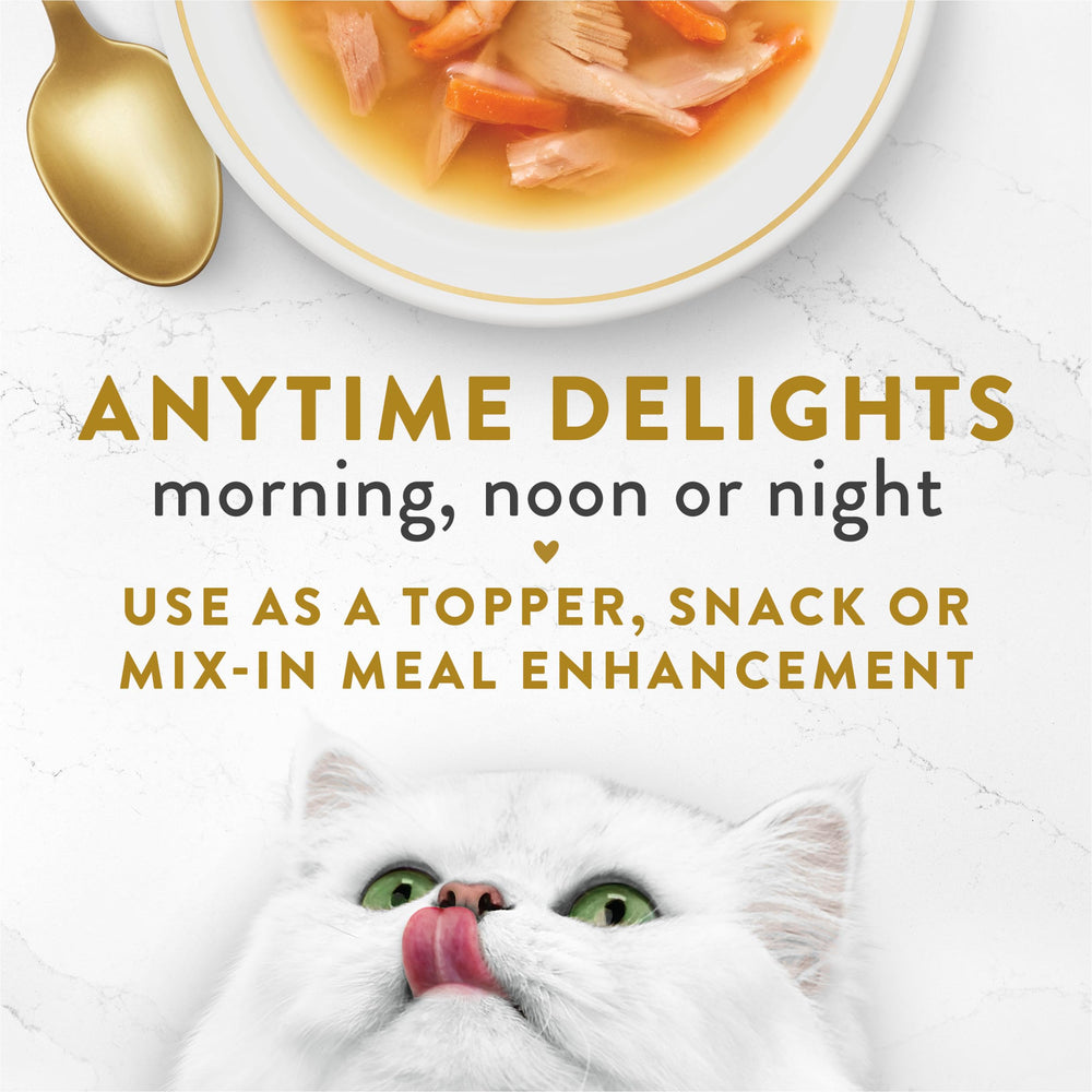 Fancy Feast Broths thon-crevettes-lieu-blanc morceaux: ingrédients réels visibles sans additifs artificiels