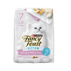 Fancy Feast chaton poulet et dinde offre des croquettes savoureuses pour stimuler l'appétit.