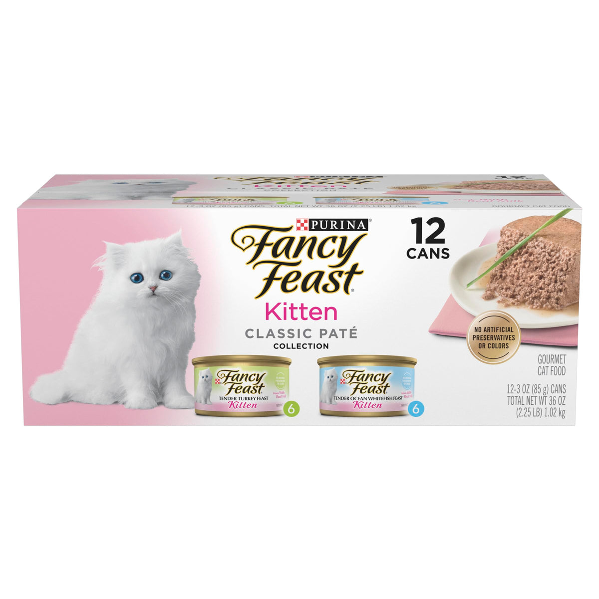Fancy Feast Chaton Tender Poisson blanc océanique en boîte — goût riche pour chaton.