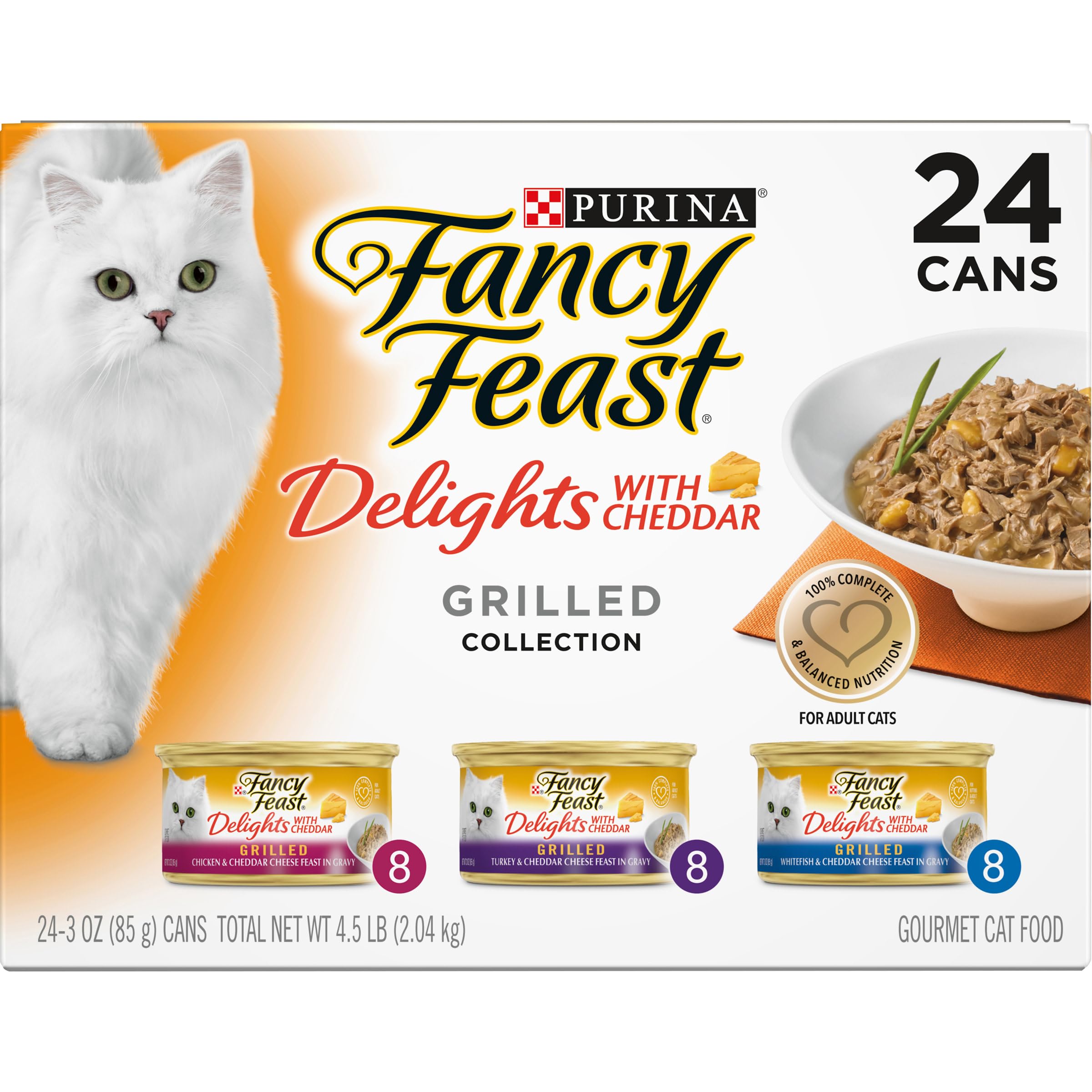 Fancy Feast Délices boites 24 dinde cheddar : variété savoureuse et pratique