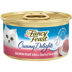 Fancy Feast Délices Crème Saumon Pâté, texture soyeuse pour un repas savoureux.