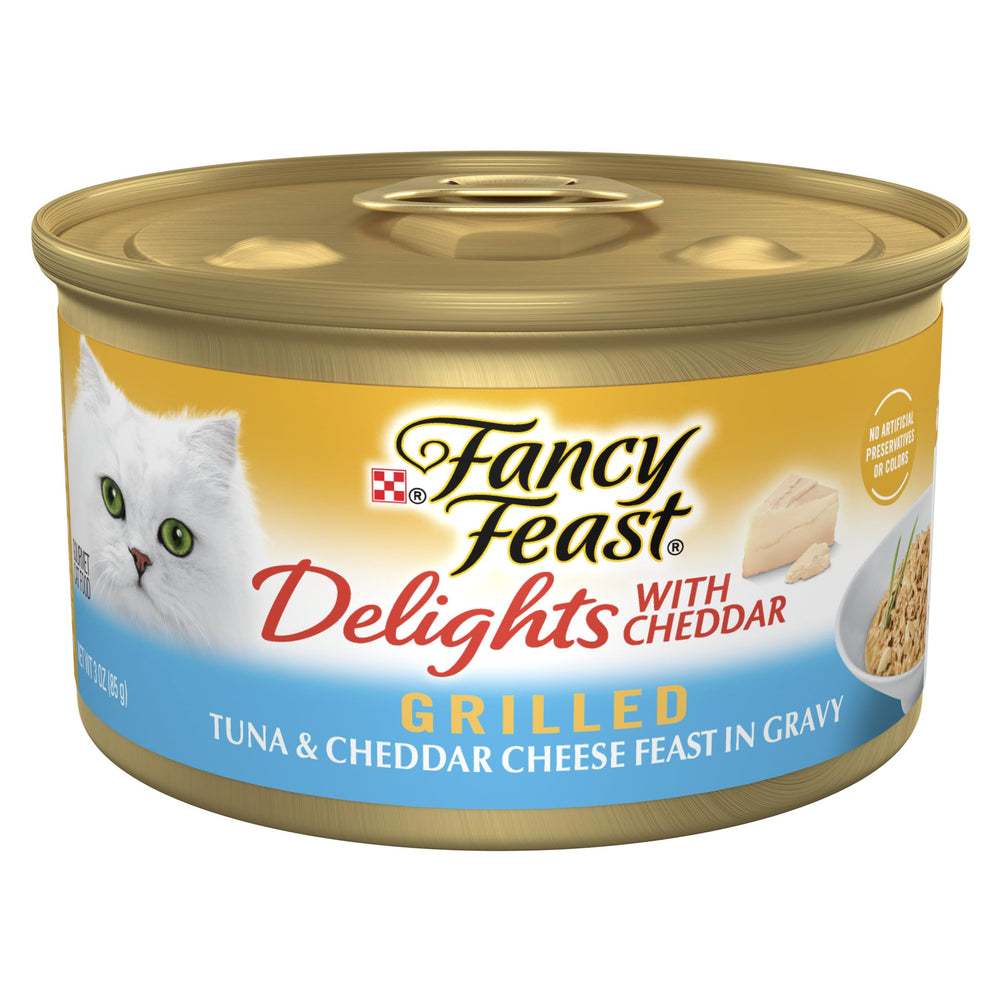 Fancy Feast Delights pack de 24 boîtes 3 oz, repas gourmet pour chats.