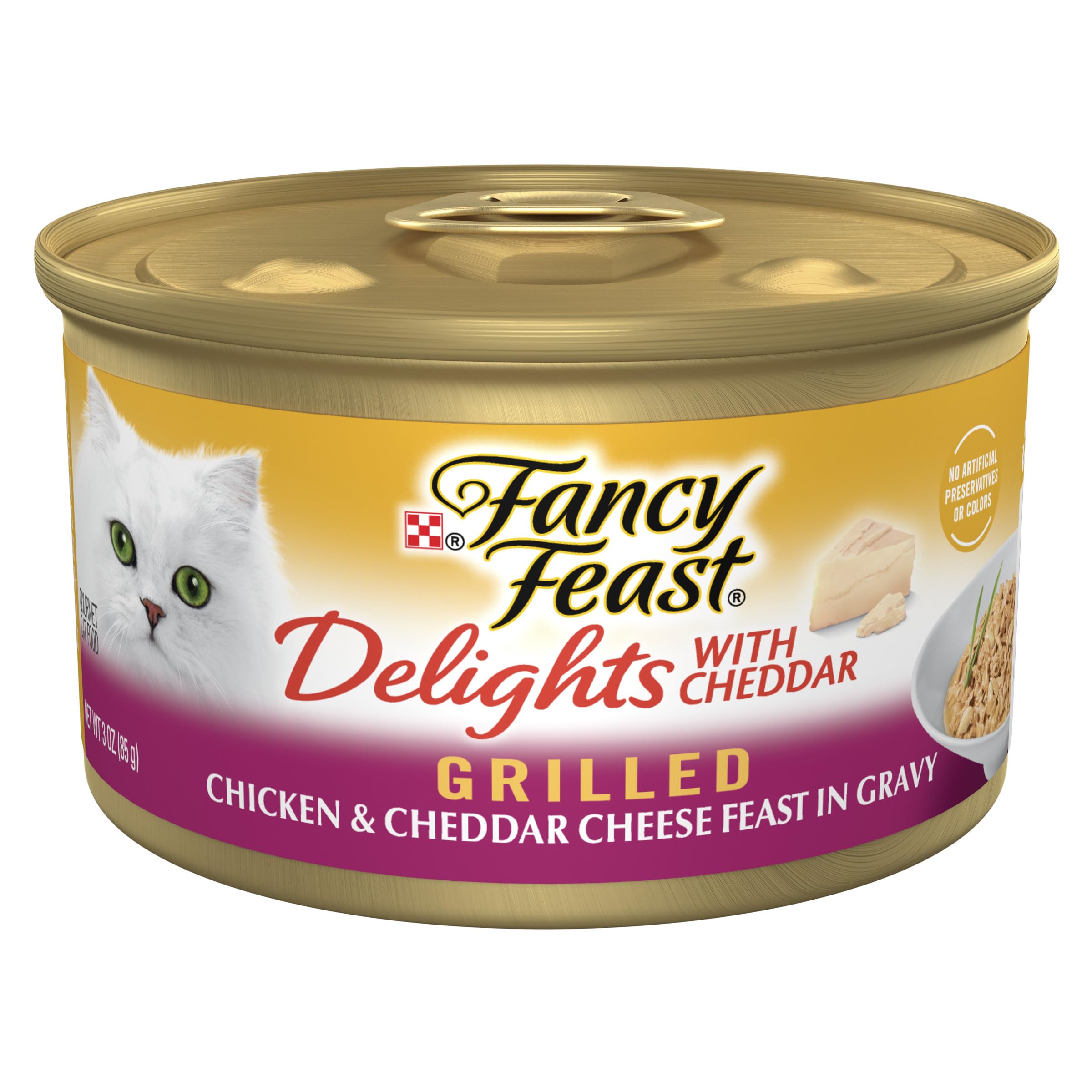 Fancy Feast Delights poulet grille cheddar, bouchées humides pour chats adultes