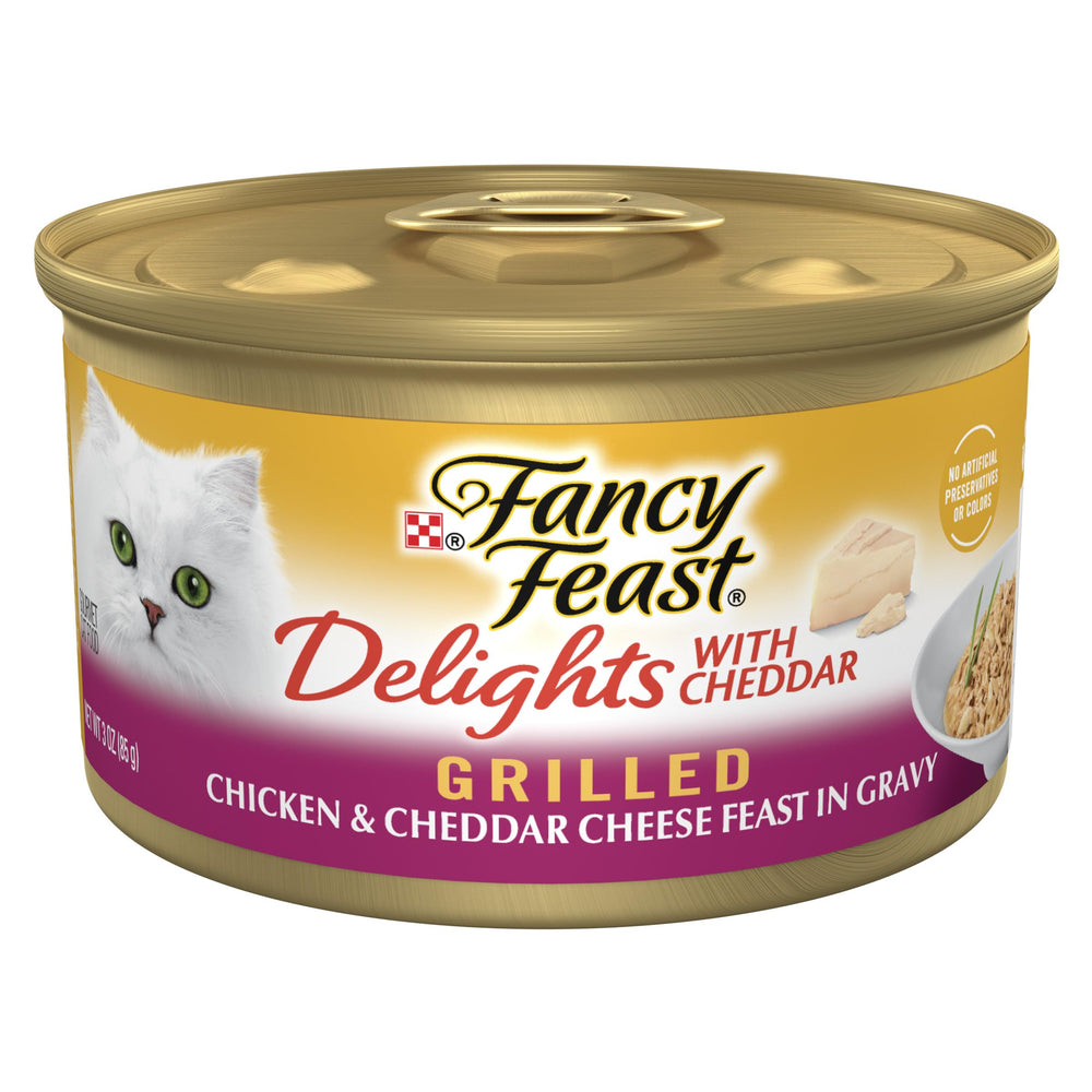 Fancy Feast Delights poulet grille cheddar, bouchées humides pour chats adultes